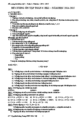 Đề cương ôn thi học kỳ 1  Toán 6